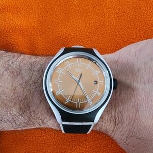 Swatch Orange Dial Men's Watch - Modern Casual Wearable